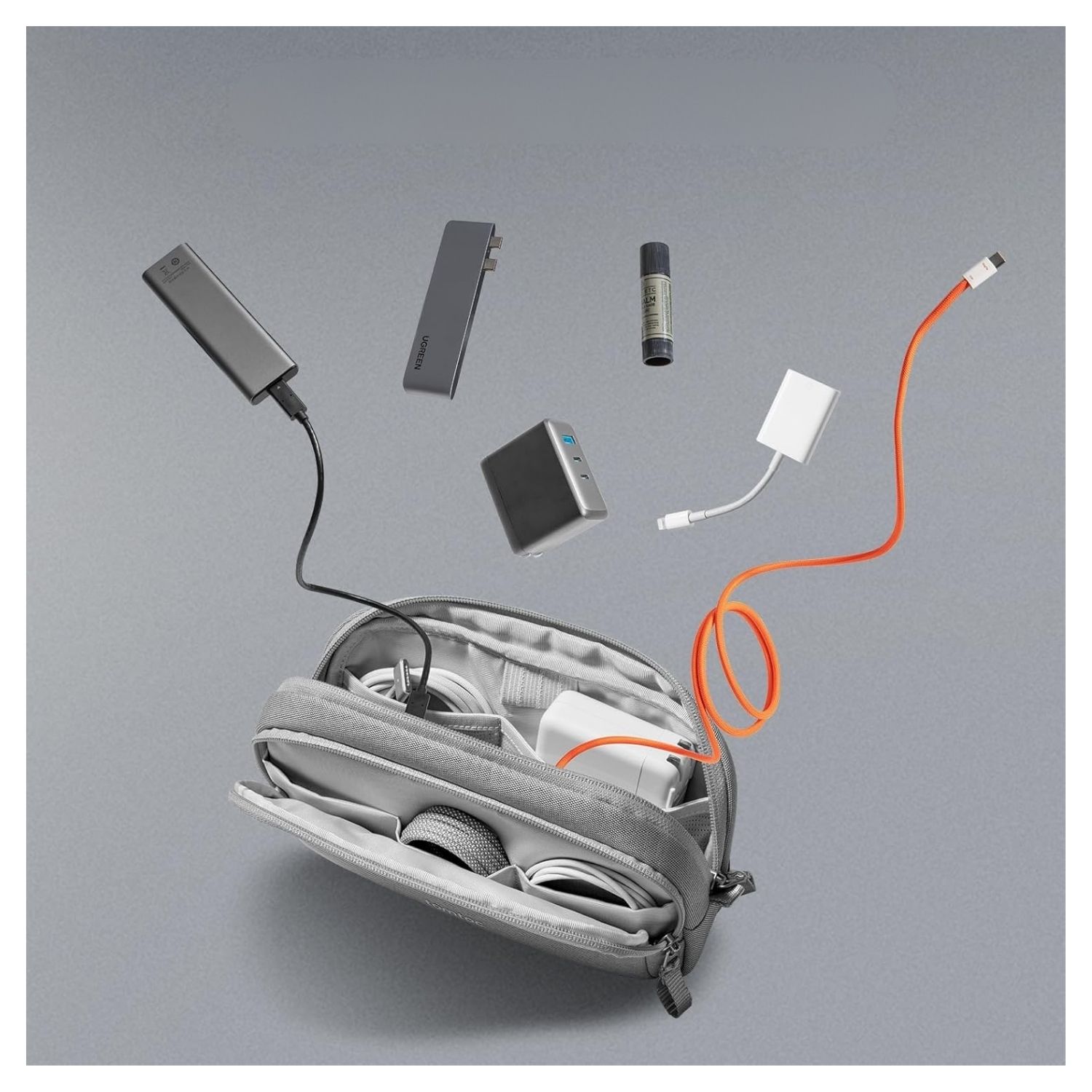 TOMTOC ESTUCHE LIGHT-T12 PARA ACCESORIOS ELECTRÓNICOS MEDIANO - GRIS - 3