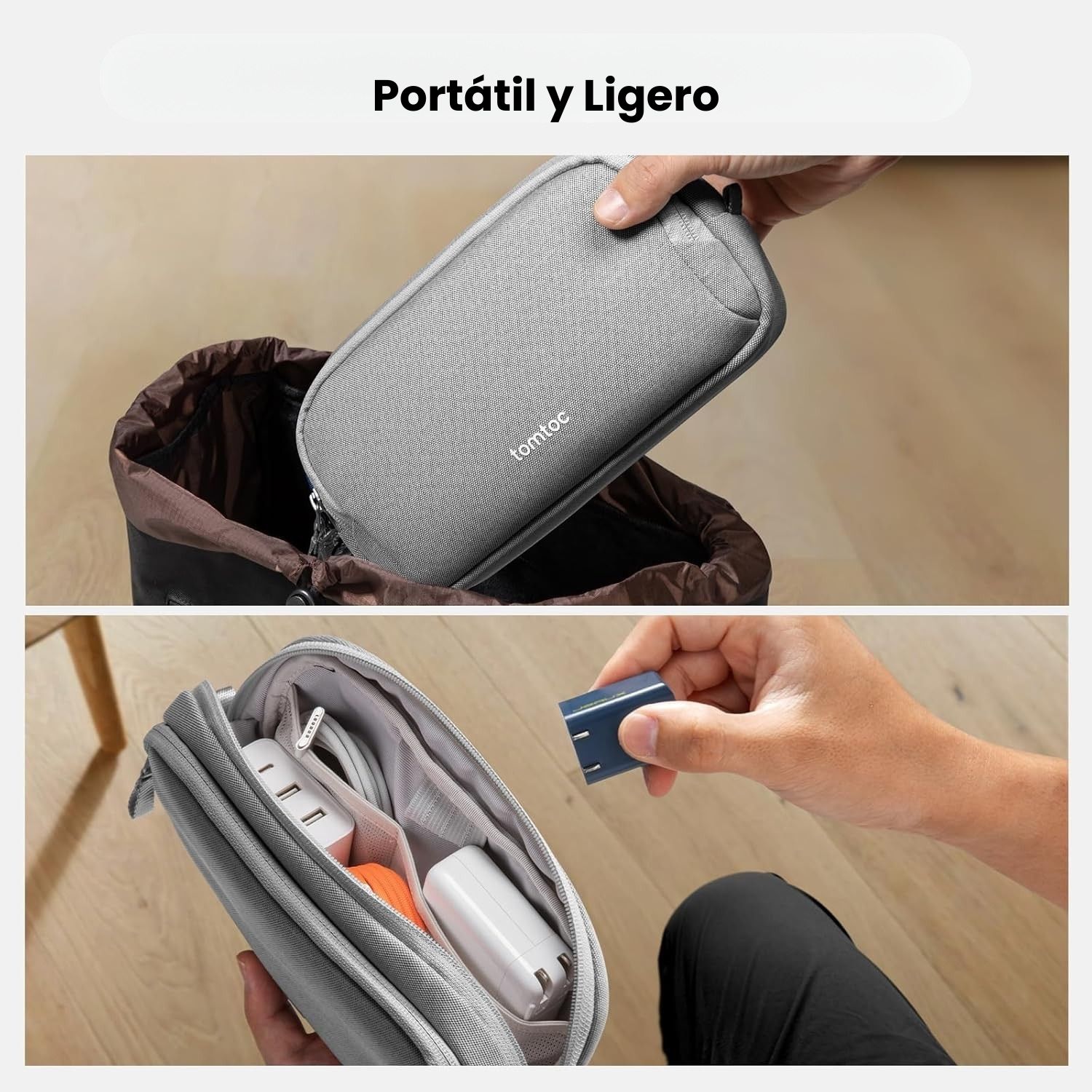 TOMTOC ESTUCHE LIGHT-T12 PARA ACCESORIOS ELECTRÓNICOS MEDIANO - GRIS - 6