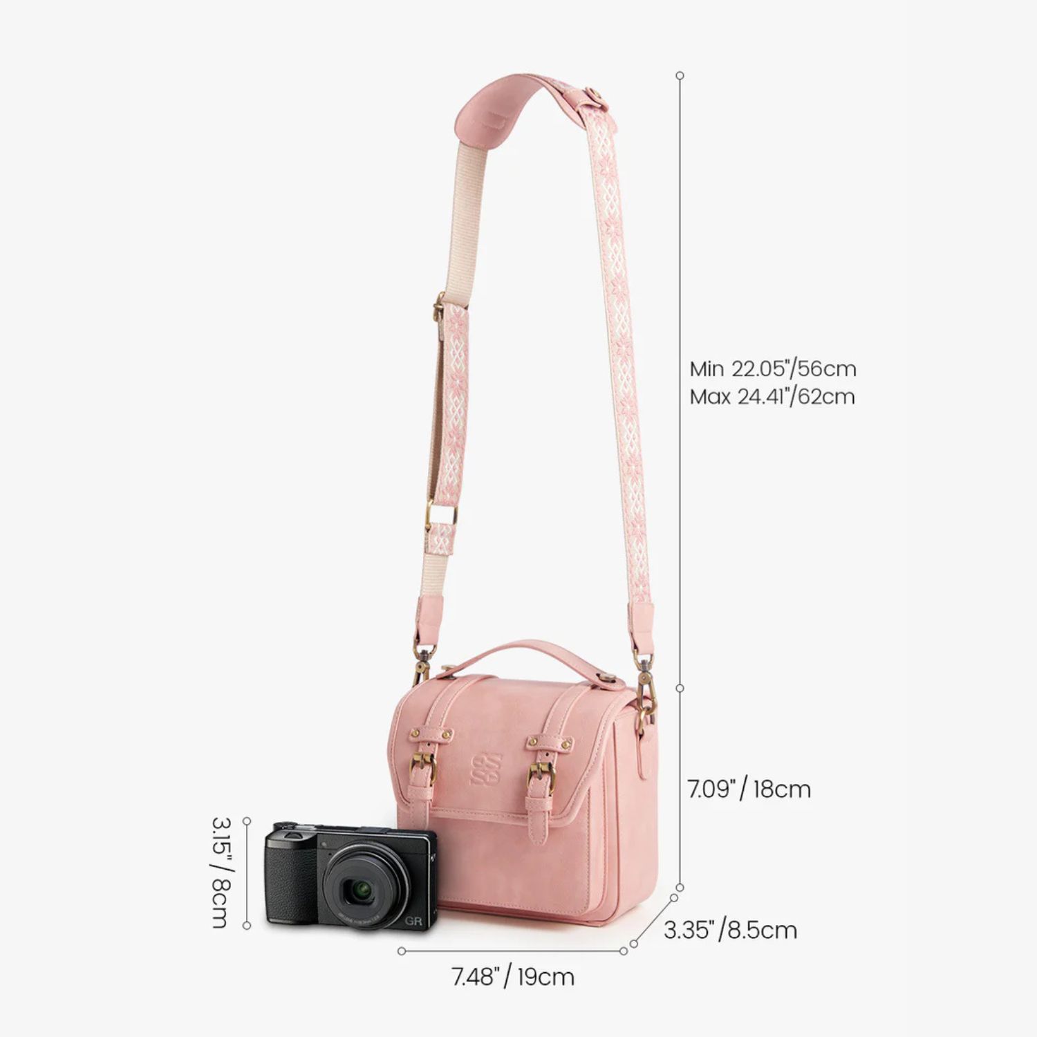 ECOSUSI BOLSO VINTAGE CLARA BANDOLERA PARA CAMARA COMPACTA ROSADO - 2