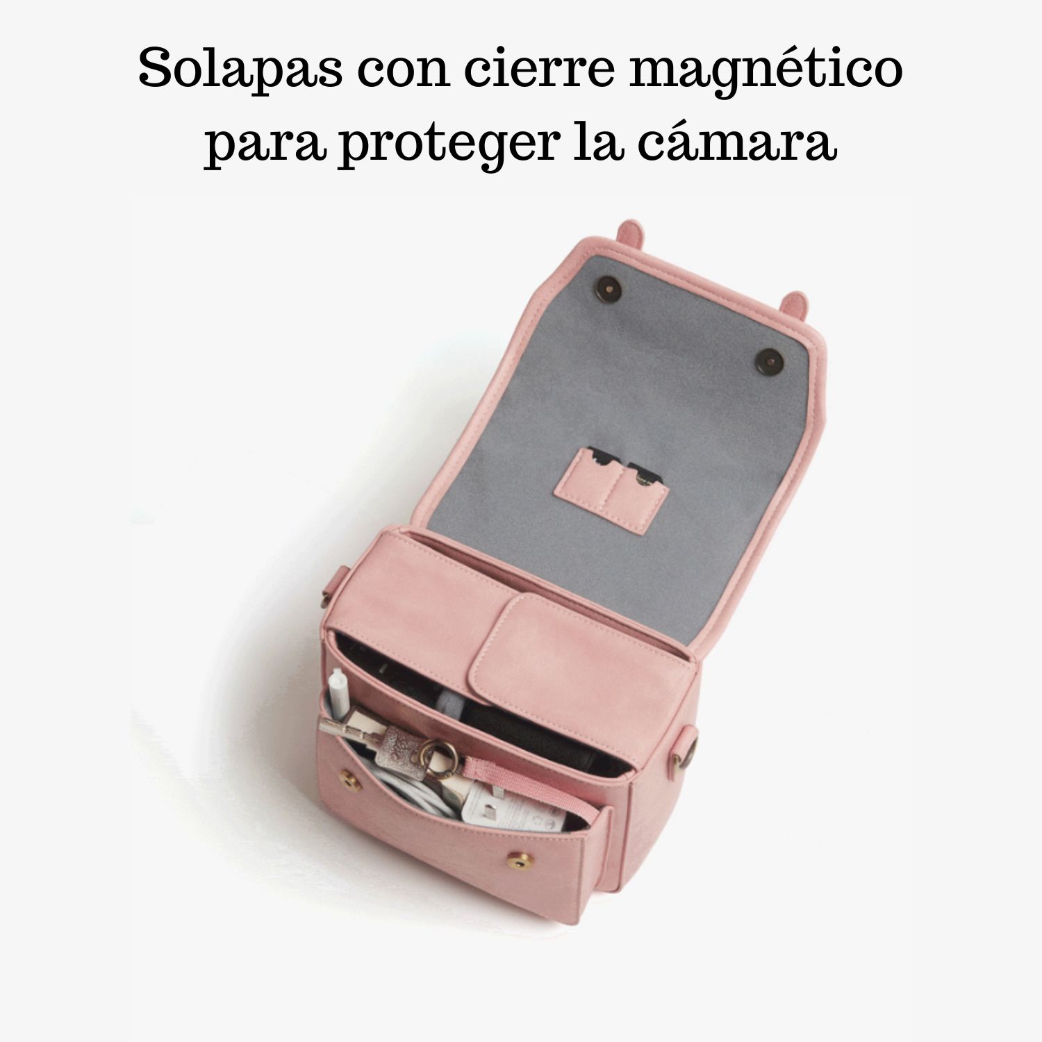 ECOSUSI BOLSO VINTAGE CLARA BANDOLERA PARA CAMARA COMPACTA ROSADO - 3