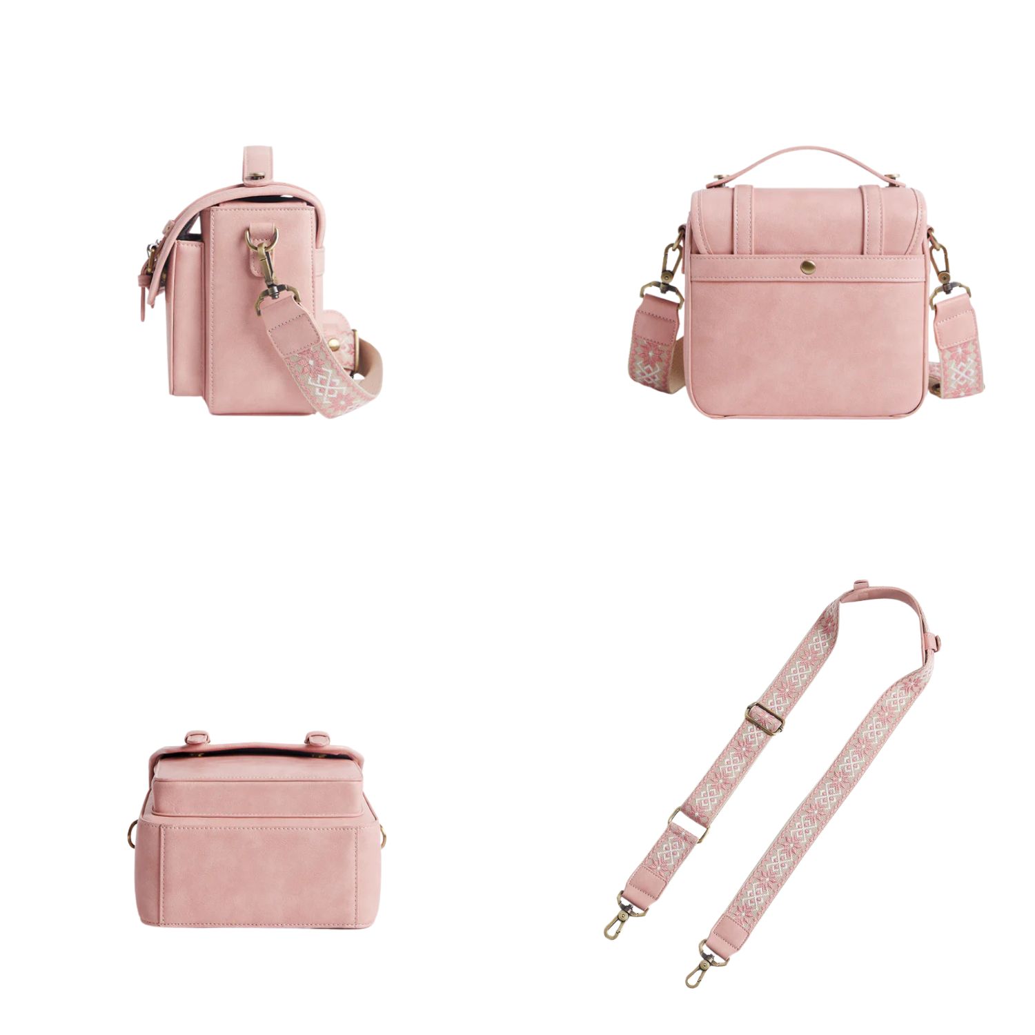 ECOSUSI BOLSO VINTAGE CLARA BANDOLERA PARA CAMARA COMPACTA ROSADO - 7