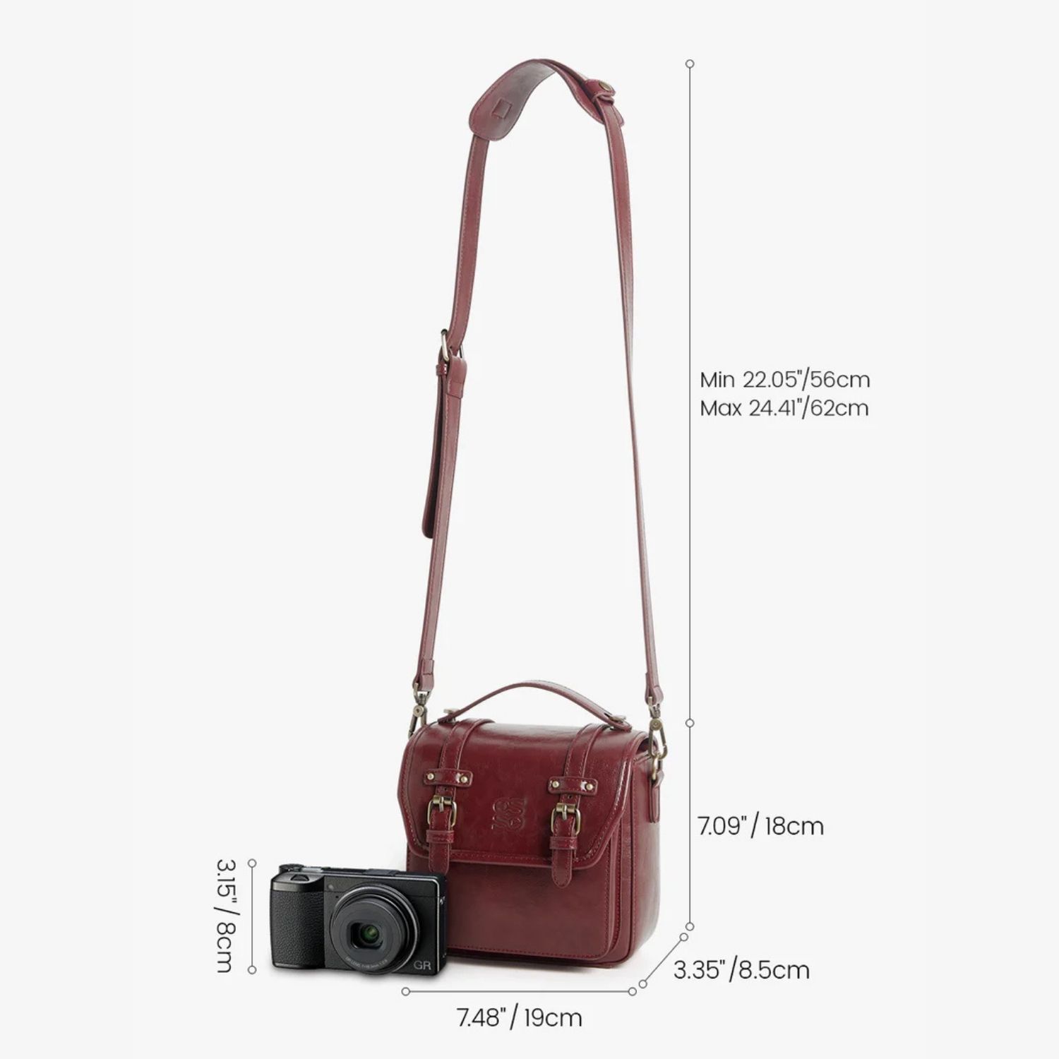 ECOSUSI BOLSO VINTAGE CLARA BANDOLERA PARA CAMARA COMPACTA ROJO ANGOLA - 2