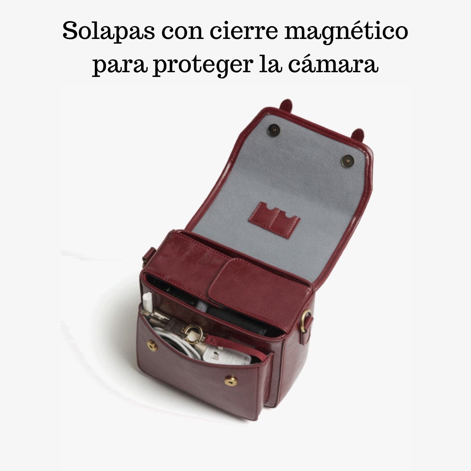 ECOSUSI BOLSO VINTAGE CLARA BANDOLERA PARA CAMARA COMPACTA ROJO ANGOLA - 3