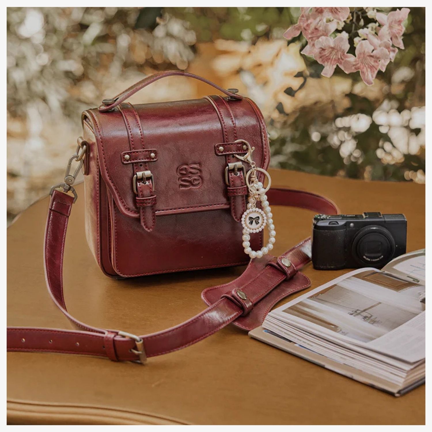 ECOSUSI BOLSO VINTAGE CLARA BANDOLERA PARA CAMARA COMPACTA ROJO ANGOLA - 7