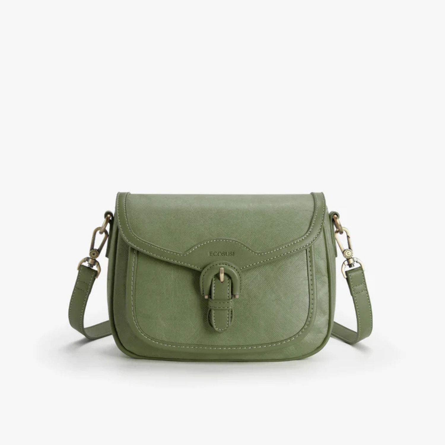 ECOSUSI CARTERA BANDOLERA EVELINA DE PAPEL LAVABLE ECOLOGICO VERDE OLIVO - 1
