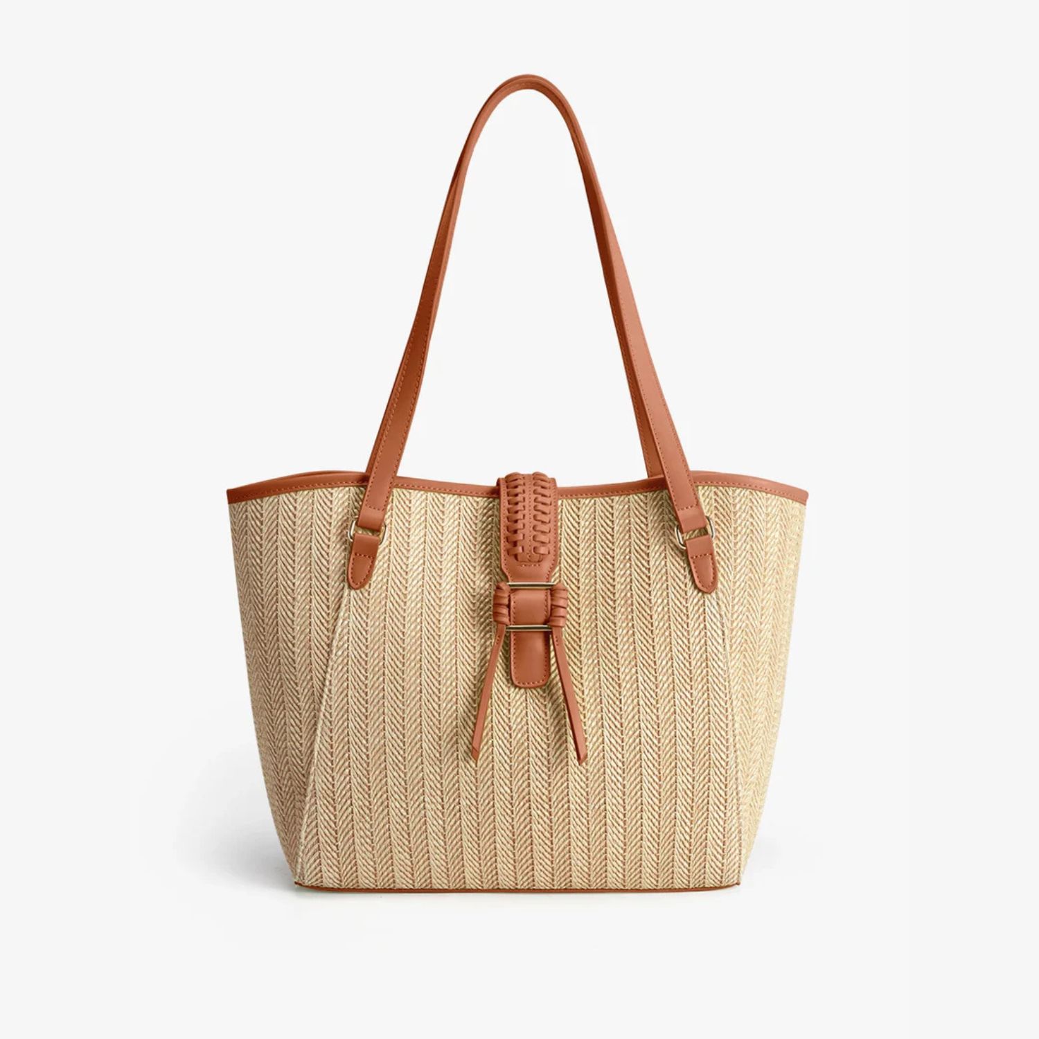 ECOSUSI CARTERA TOTE MARINA DE RAFIA NATURAL 14L PARA 14' MARRON - 1