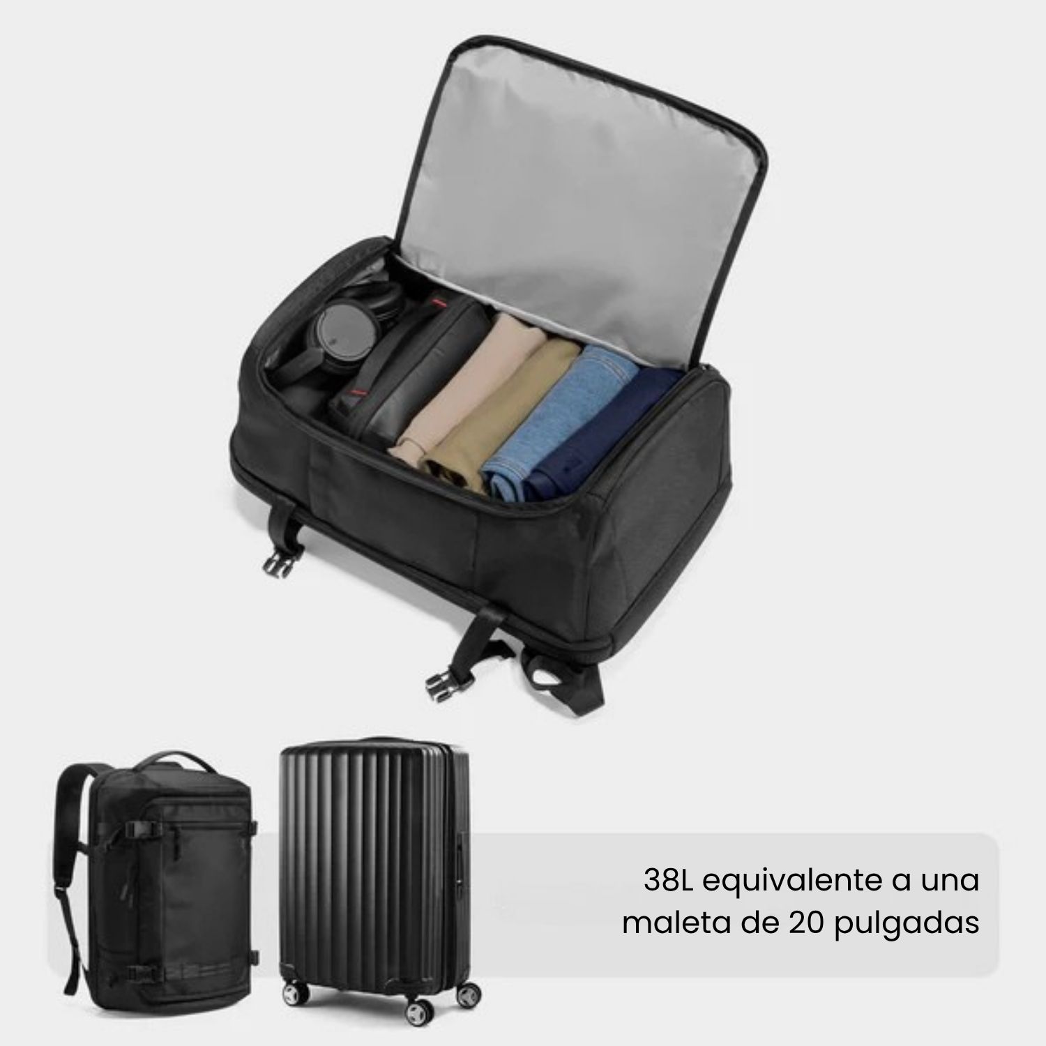TOMTOC MOCHILA DE VIAJE NAVIGATOR-T67 38L PARA NOTEBOOK 17,3' NEGRO - 2