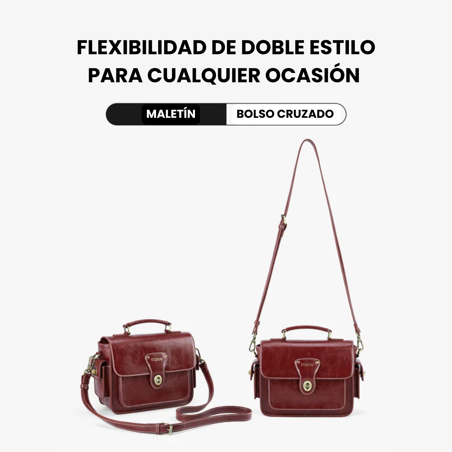 ECOSUSI BOLSO MENSAJERO ALISON DE CUERO VEGANO ROJO ANGOLA - 3