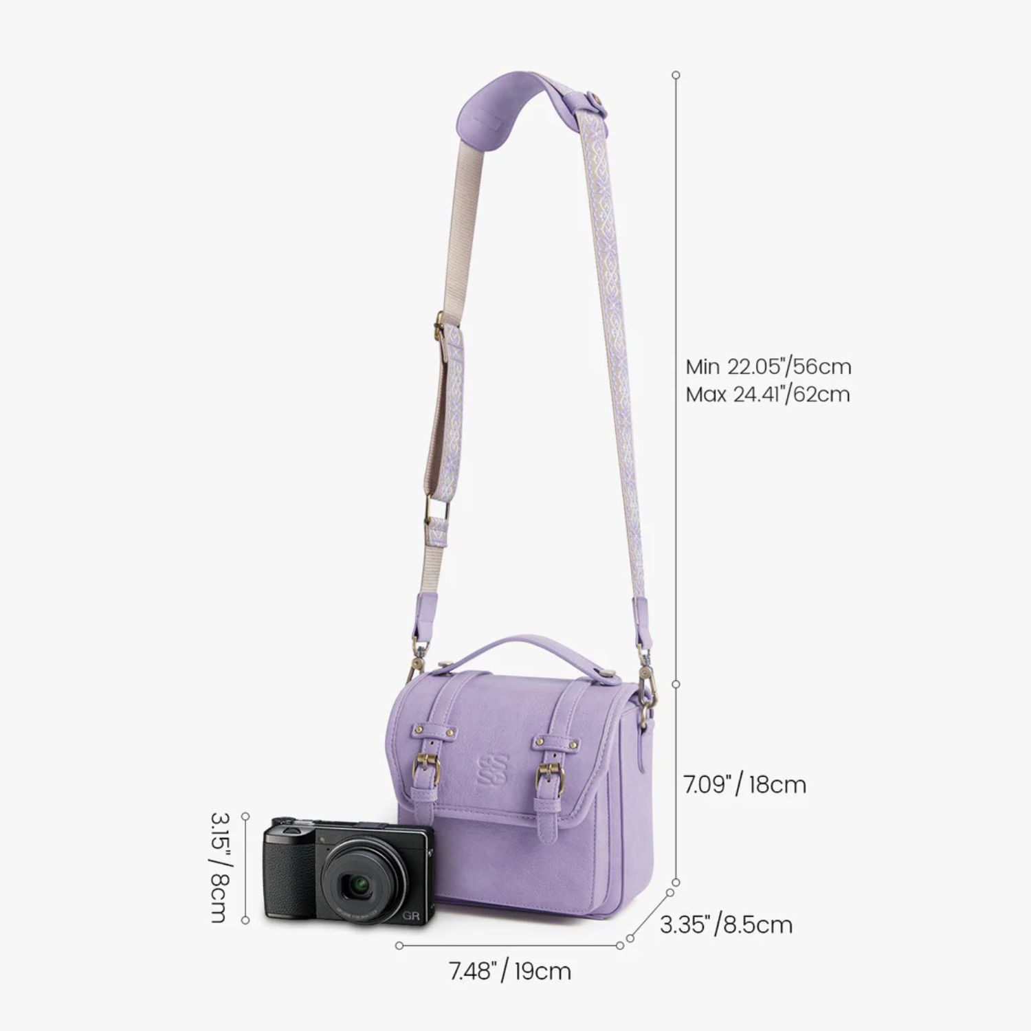 ECOSUSI BOLSO VINTAGE CLARA BANDOLERA PARA CAMARA COMPACTA LILA - 2