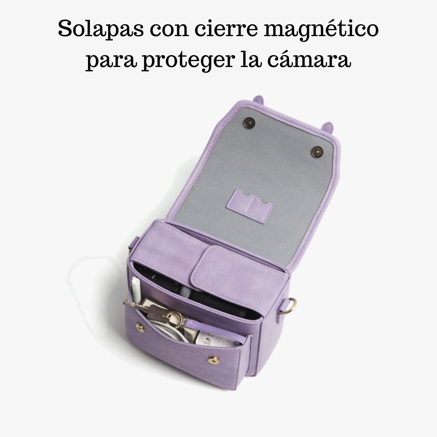 ECOSUSI BOLSO VINTAGE CLARA BANDOLERA PARA CAMARA COMPACTA LILA - 3