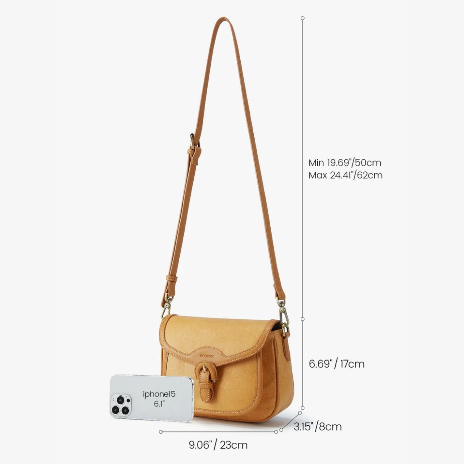 ECOSUSI CARTERA BANDOLERA EVELINA DE PAPEL LAVABLE ECOLOGICO AMBAR - 2