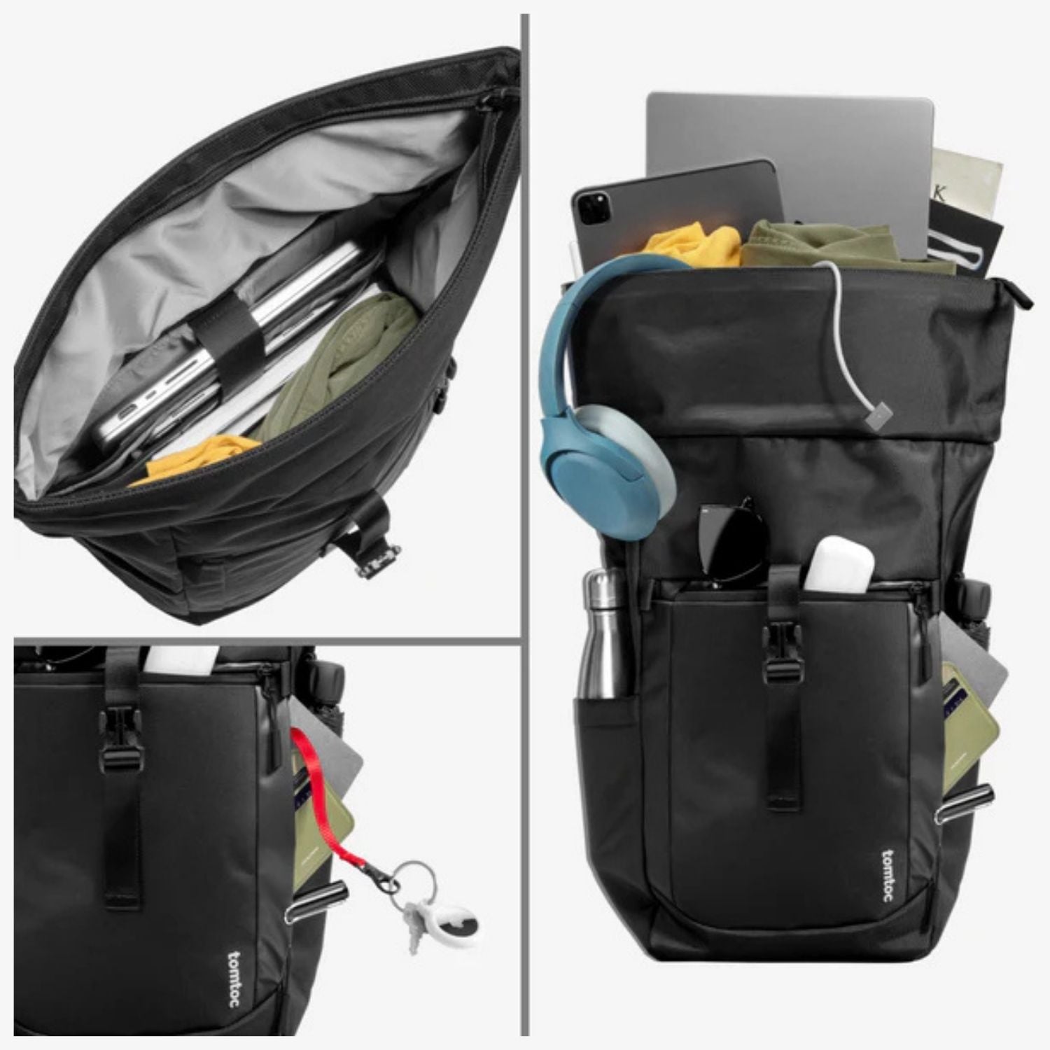 TOMTOC MOCHILA DE VIAJE NAVIGATOR-T61 L 25L-30L PARA NOTEBOOK 17,3' NEGRO - 2