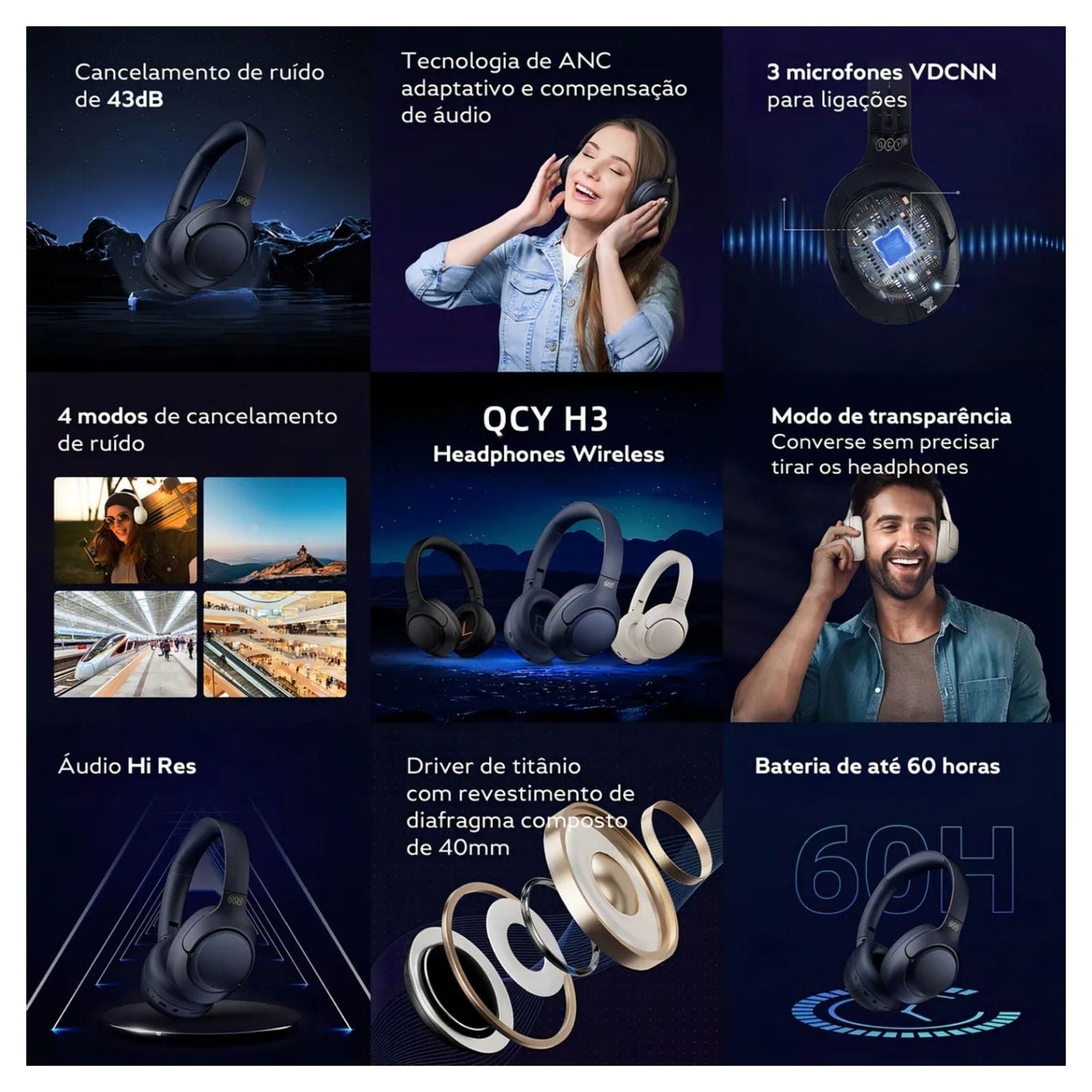 QCY H3 AUDIFONOS INALAMBRICOS CANCELACION DE RUIDOS NARANJA - 3