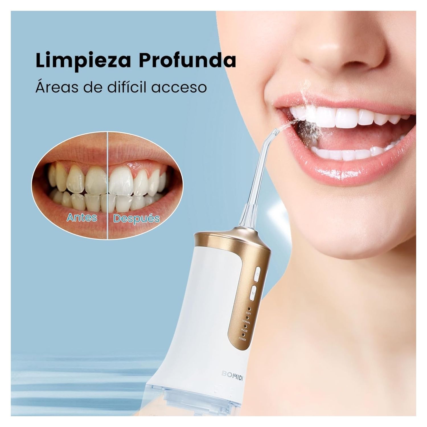 BOMIDI IRRIGADOR BUCAL PORTATIL RECARGABLE DE02 240 ML BLANCO - 3