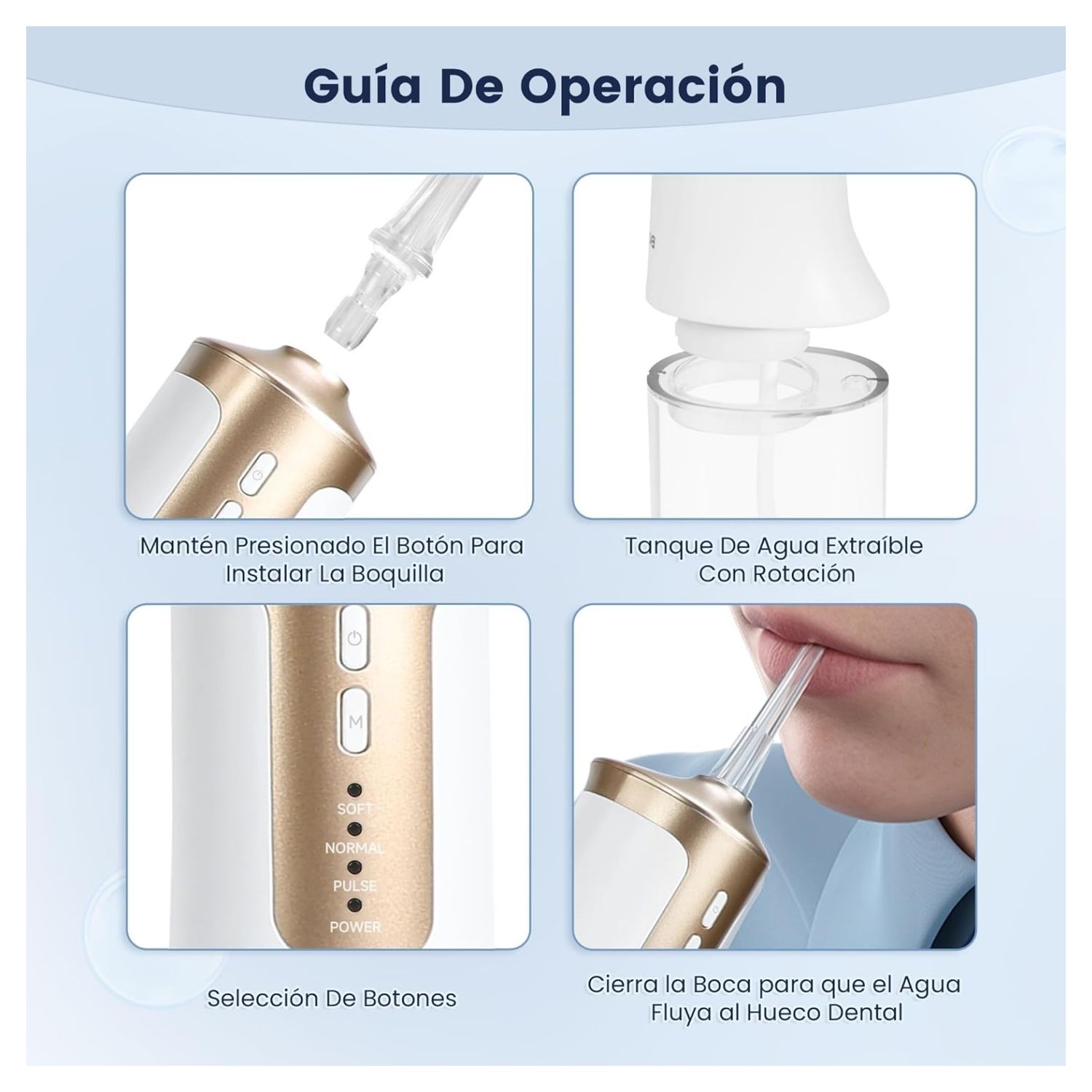 BOMIDI IRRIGADOR BUCAL PORTATIL RECARGABLE DE02 240 ML BLANCO - 6