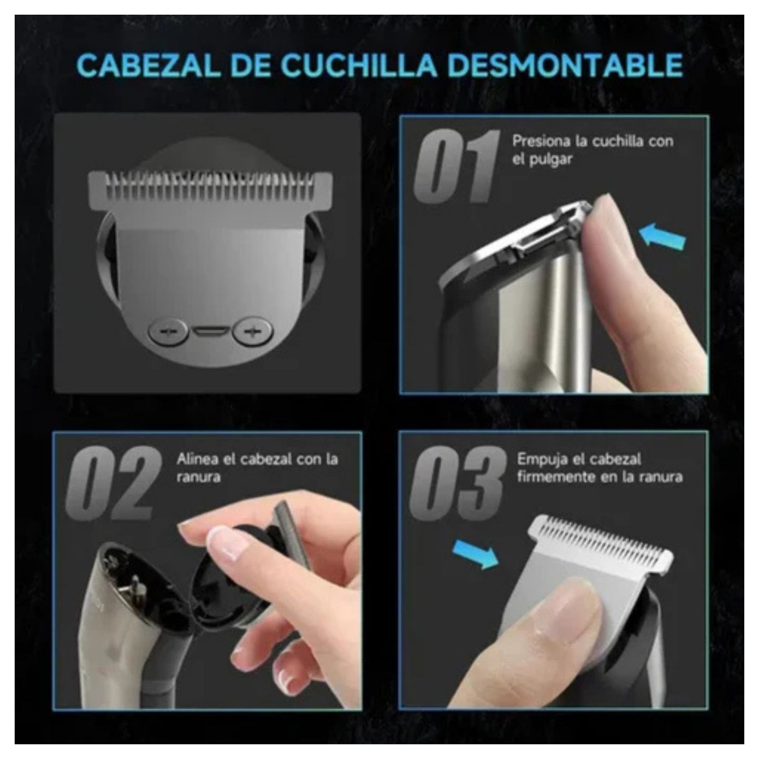 BOMIDI CORTADORA DE PELO PROFESIONAL L2 3 EN 1 RECARGABLE NEGRO - 2