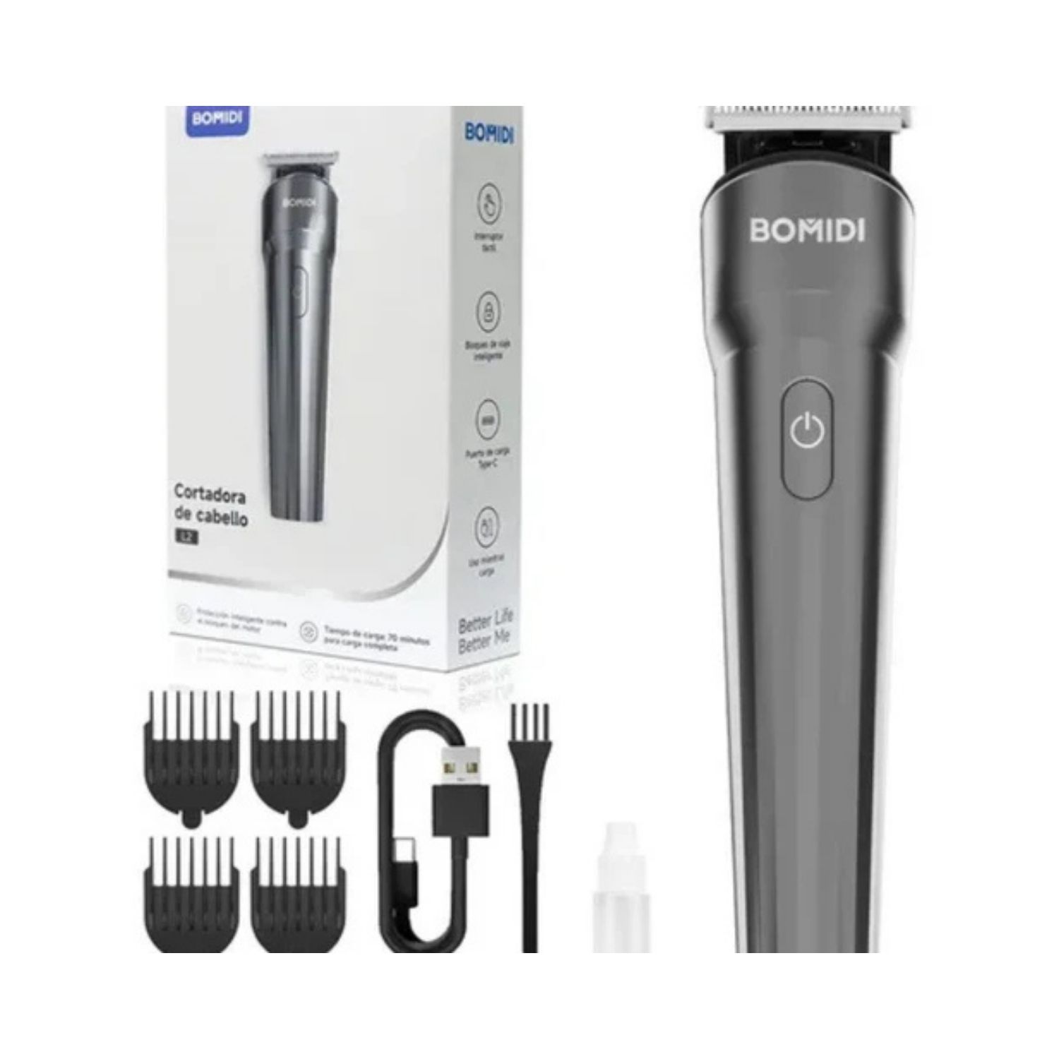 BOMIDI CORTADORA DE PELO PROFESIONAL L2 3 EN 1 RECARGABLE NEGRO - 4