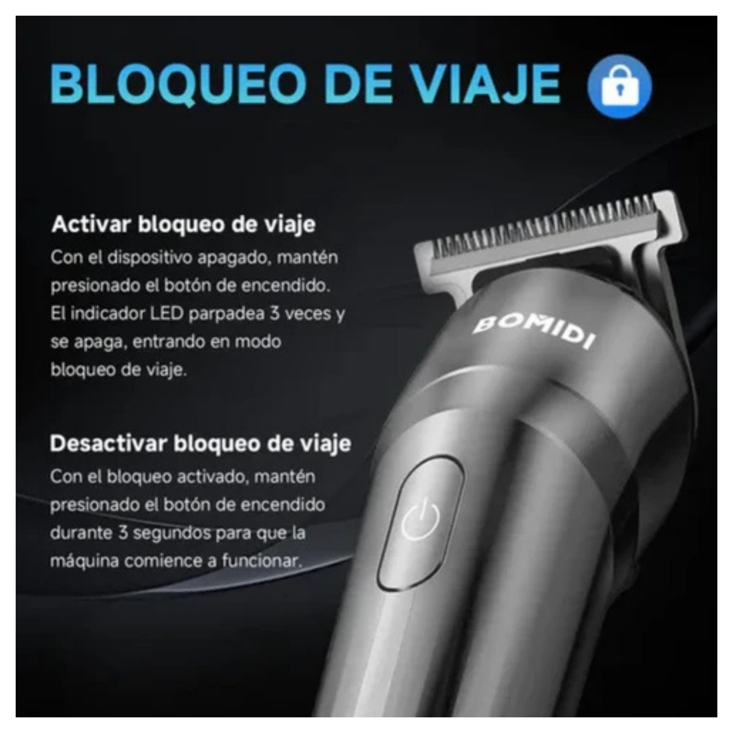 BOMIDI CORTADORA DE PELO PROFESIONAL L2 3 EN 1 RECARGABLE NEGRO - 5