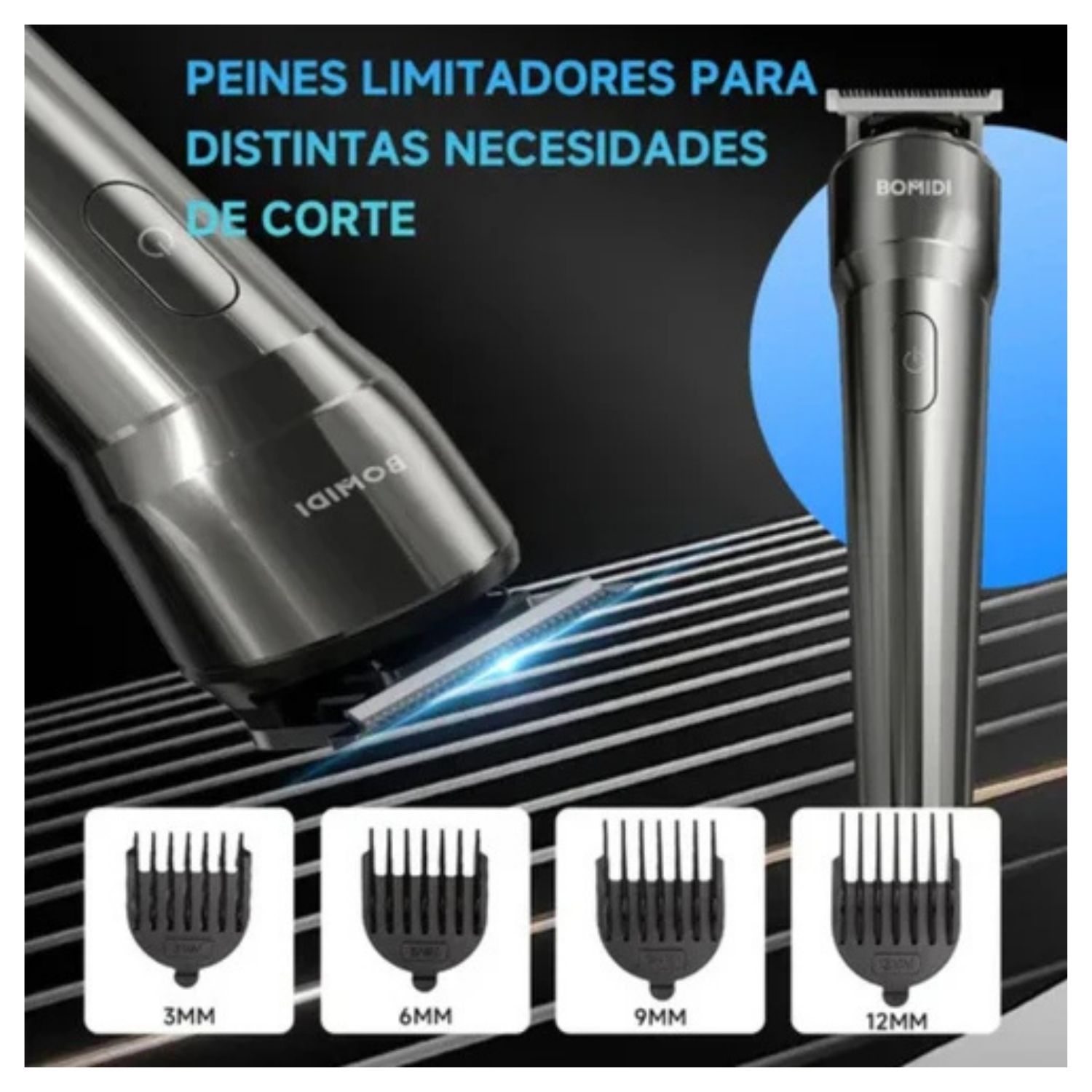 BOMIDI CORTADORA DE PELO PROFESIONAL L2 3 EN 1 RECARGABLE NEGRO - 7