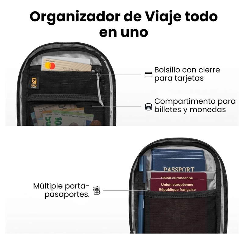 TOMTOC BOLSO BANDOLERA DE VIAJE AVIATOR-T37 RFID CAQUI - 6