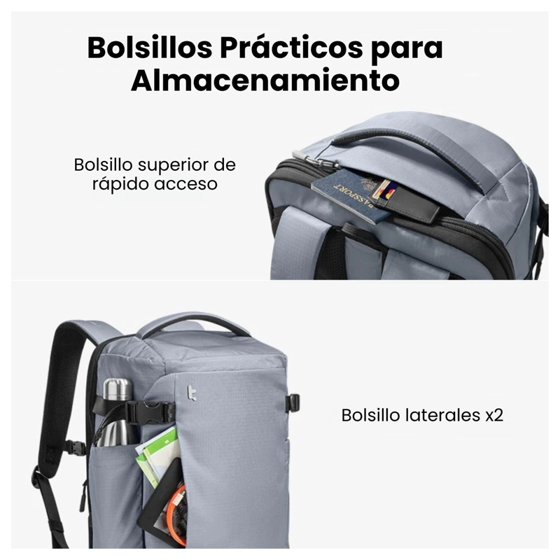 TOMTOC MOCHILA DE VIAJE NAVIGATOR-T66 LITEWAY PARA NOTEBOOK 16' 28L GRIS - 6
