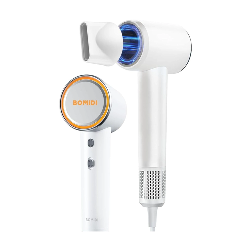 BOMIDI SECADOR DE PELO COMPACTO HD04 PROFESIONAL IONICO NEGATIVO BLANCO - 1