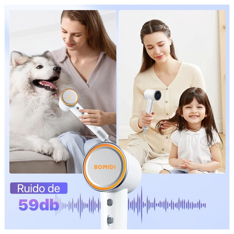BOMIDI SECADOR DE PELO COMPACTO HD04 PROFESIONAL IONICO NEGATIVO BLANCO - 5