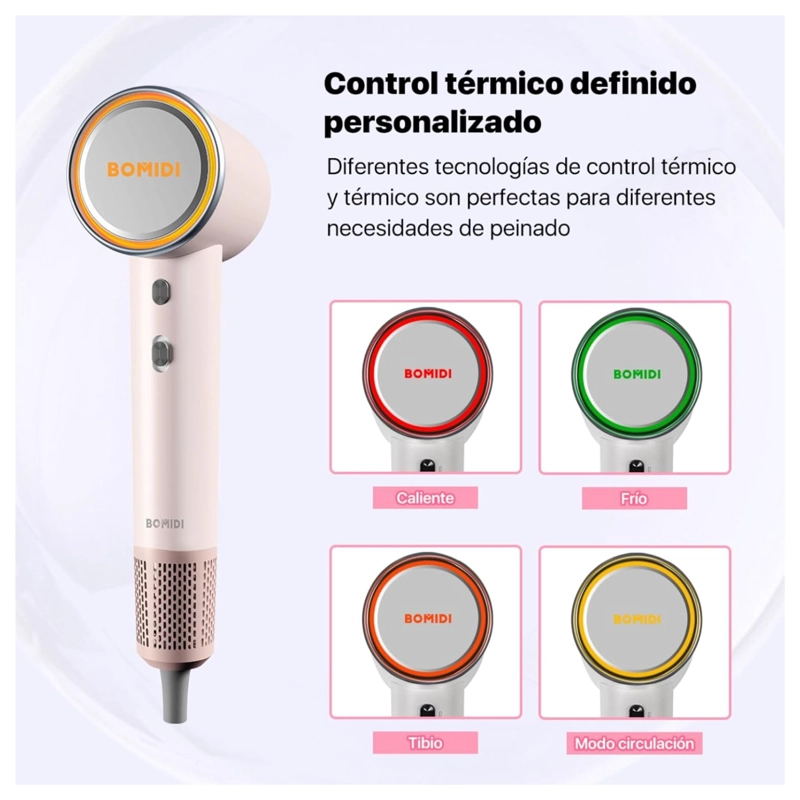 BOMIDI SECADOR DE PELO COMPACTO HD04 PROFESIONAL IONICO NEGATIVO ROSADO - 9