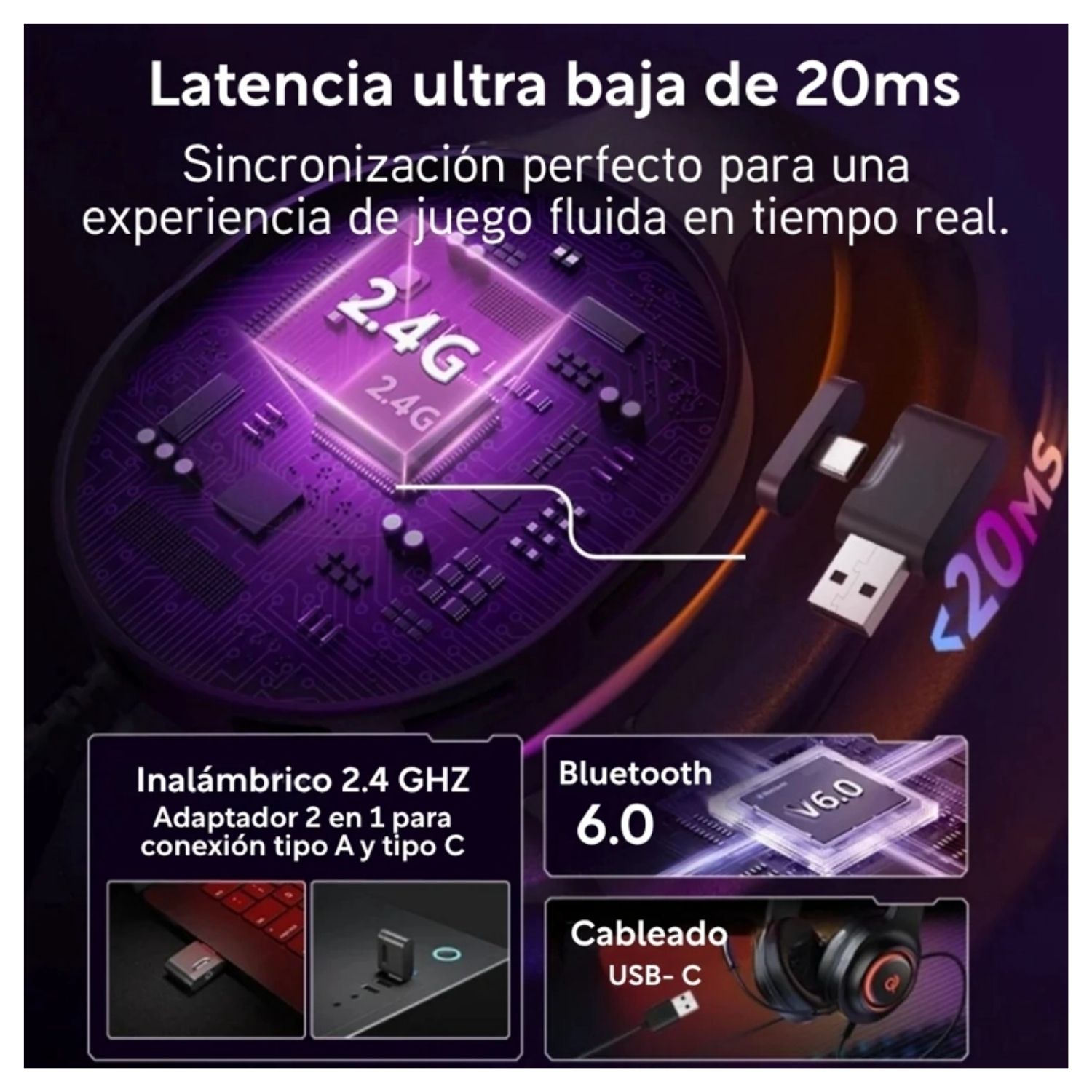 QCY HEROAD V200 AUDIFONOS BLUETOOTH INALAMBRICOS ANC BLANCO - 6