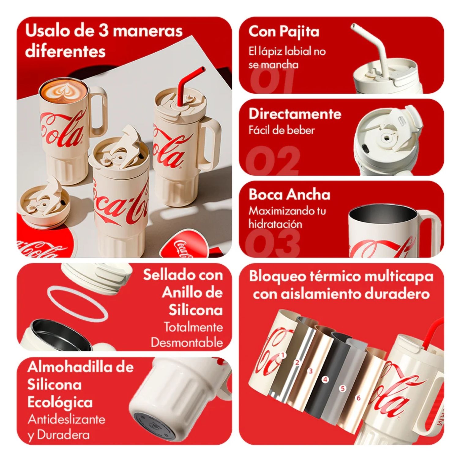 VASO TE RMICO GERM X COCA-COLA 1200 ML SUPER TUMBLER BLANCO - 2