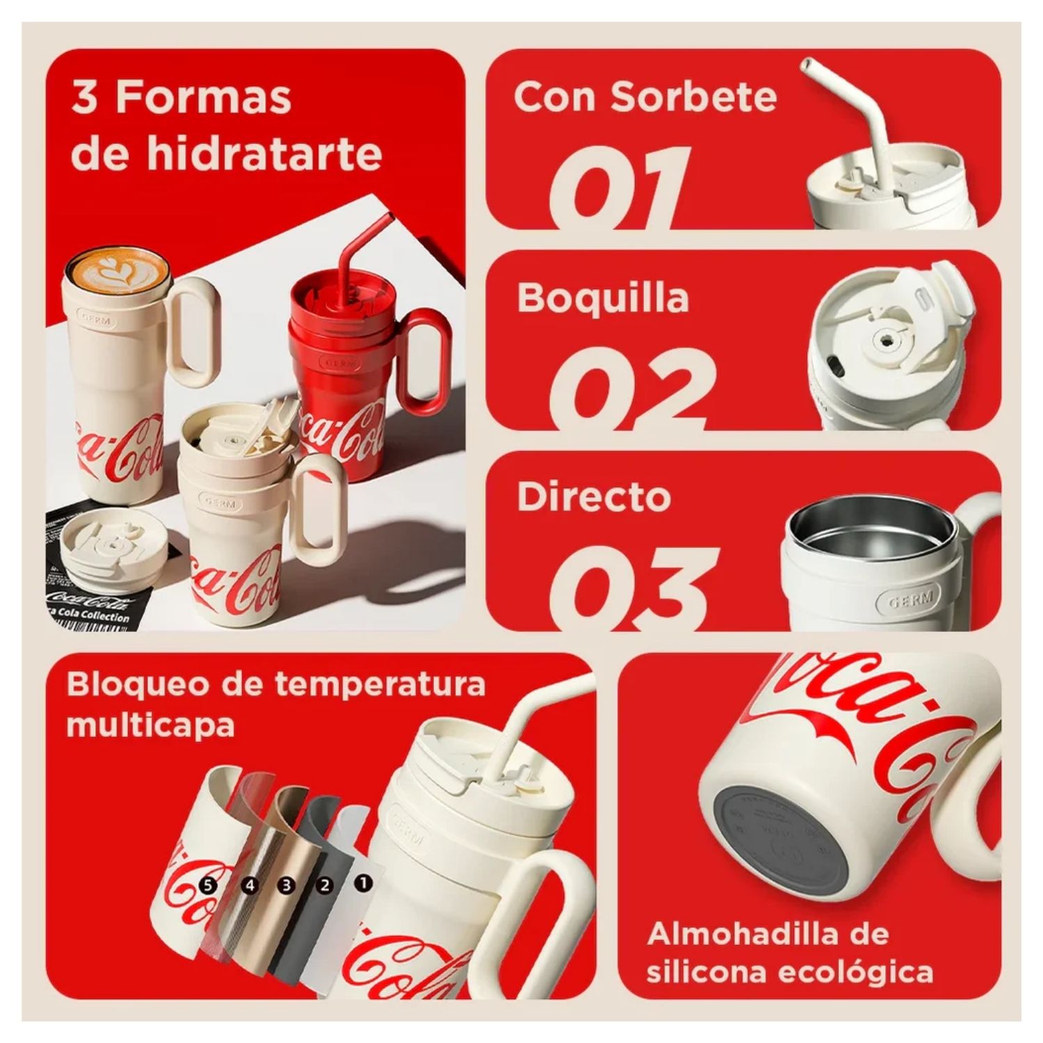 VASO TE RMICO GERM X COCA-COLA 1100 ML ROJO - 7