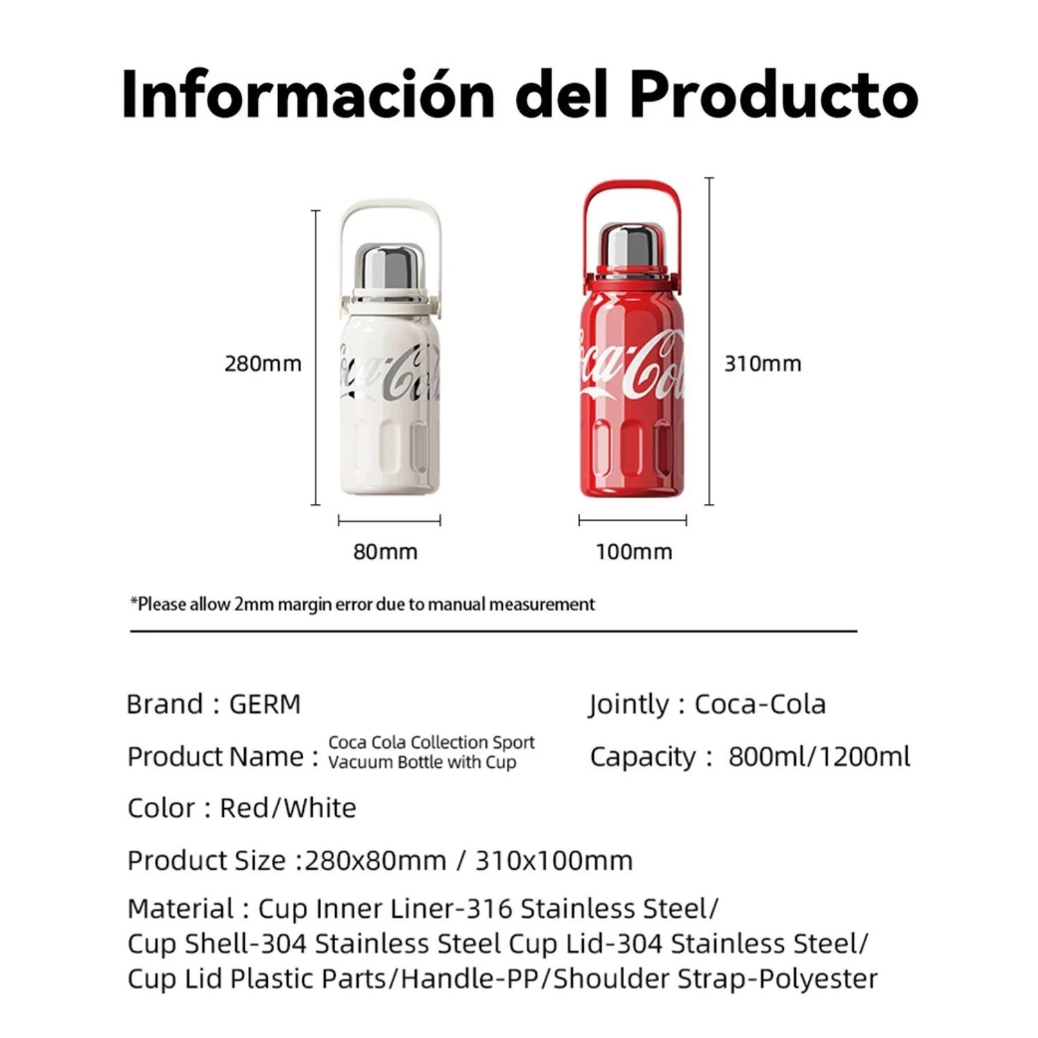 BOTELLA TE RMICA GERM X COCA-COLA 1200 ML TRE BOL ROJO - 9