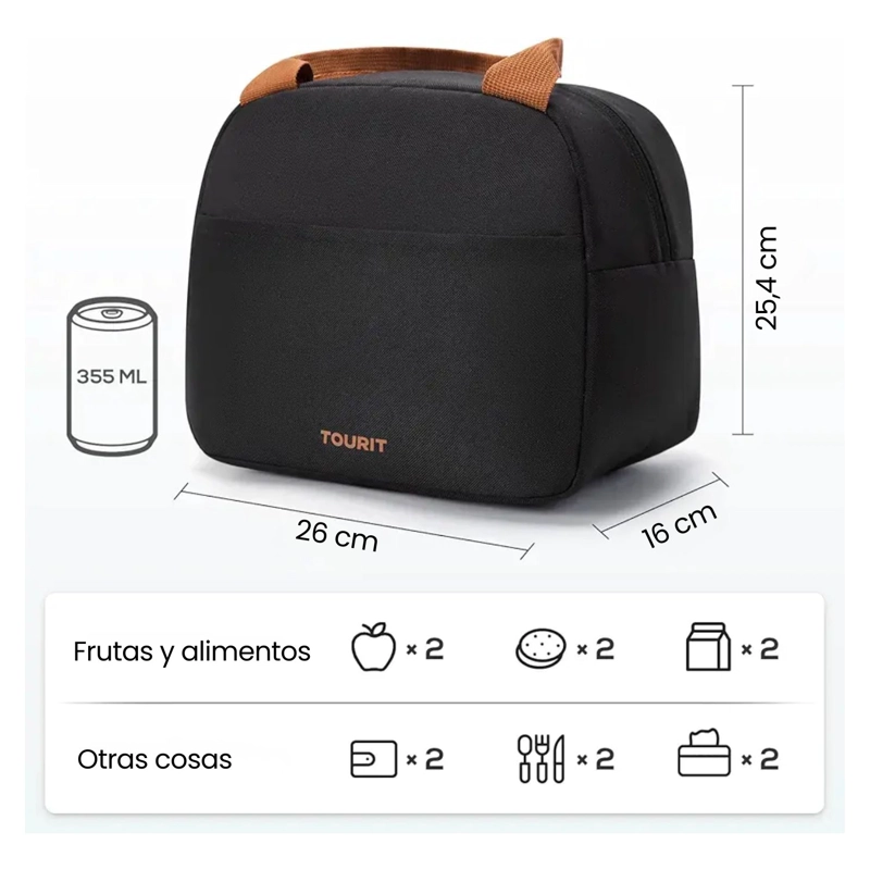 TOURIT LONCHERA TE RMICA FEMENINA DE 9.4L - NEGRO - 2