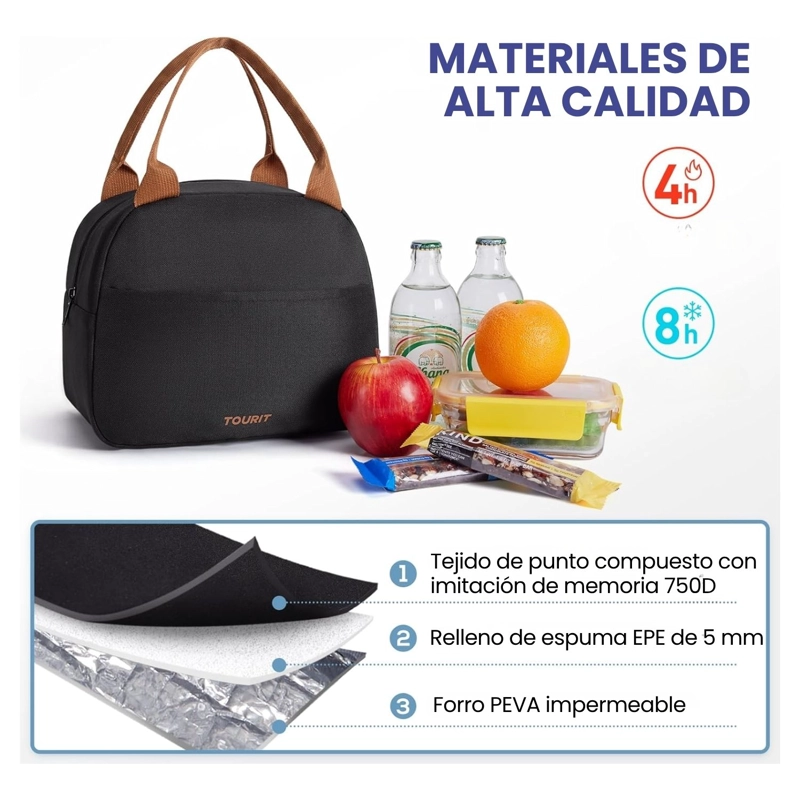 TOURIT LONCHERA TE RMICA FEMENINA DE 9.4L - NEGRO - 7