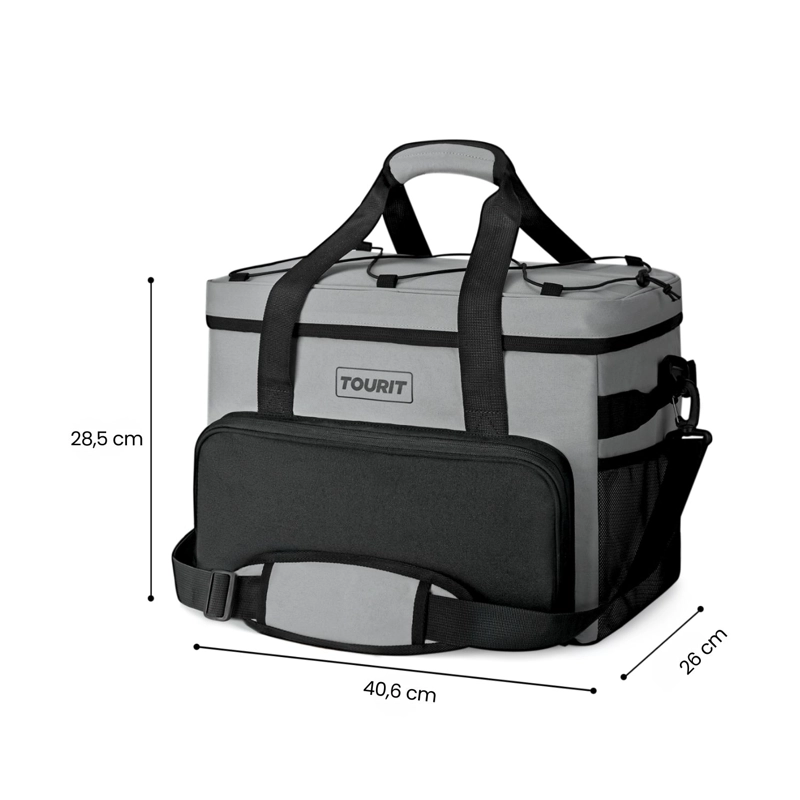 TOURIT COOLER BAG REFRIGERADOR AISLADO PORTATIL 46 LATAS 32L GRIS - 4