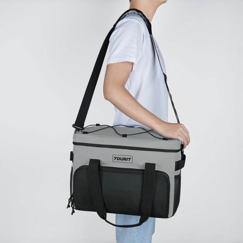 TOURIT COOLER BAG REFRIGERADOR AISLADO PORTATIL 46 LATAS 32L GRIS - 8