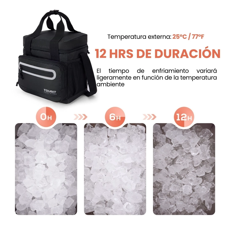 TOURIT LONCHERA TE RMICA WORK 20 LATAS 14L IMPERMEABLE NEGRO - 6