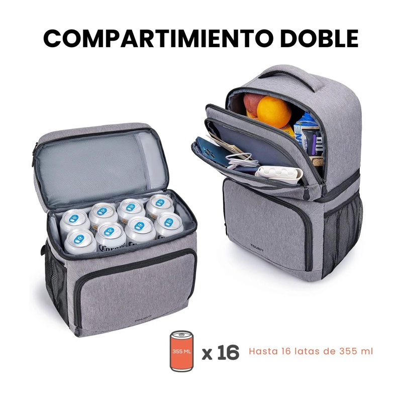 TOURIT MOCHILA TE RMICA DOUBLE DECK 30 LATAS 28L IMPERMEABLE GRIS - 4