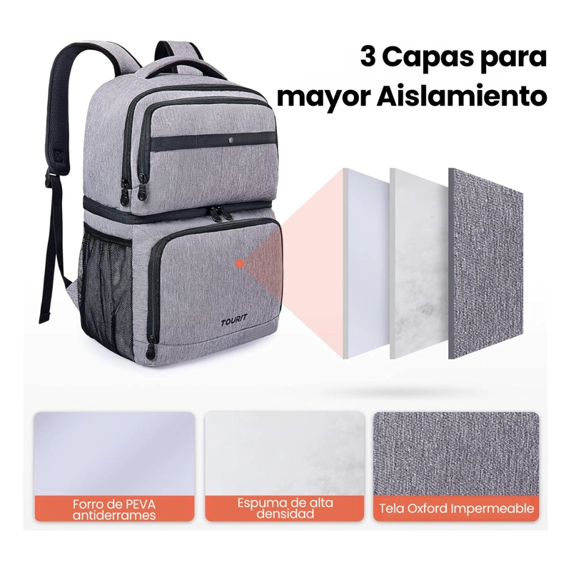 TOURIT MOCHILA TE RMICA DOUBLE DECK 30 LATAS 28L IMPERMEABLE GRIS - 7