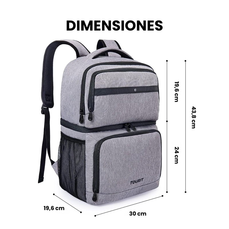 TOURIT MOCHILA TE RMICA DOUBLE DECK 30 LATAS 28L IMPERMEABLE GRIS - 8