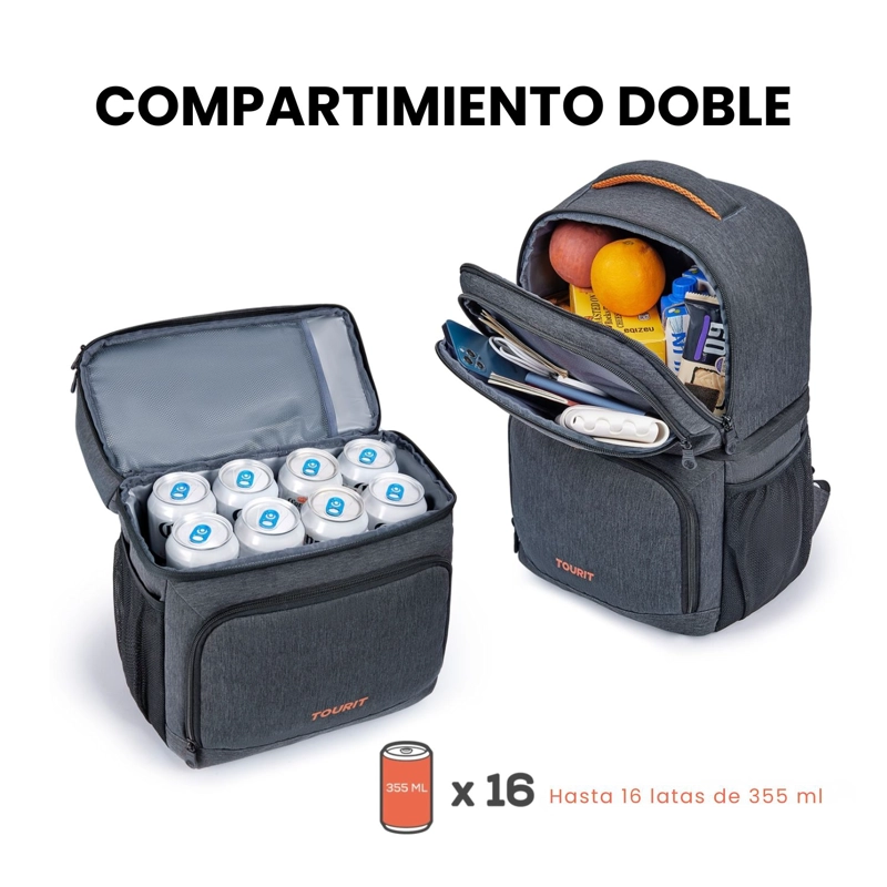 TOURIT MOCHILA TE RMICA DOUBLE DECK 30 LATAS 28L IMPERMEABLE GRIS OSCURO - 7