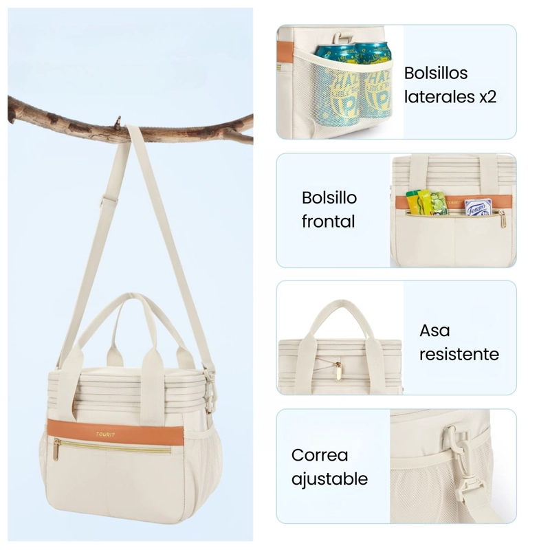 TOURIT LONCHERA TE RMICA DOUBLE DECK 23 LATAS 13L EXPANDIBLE BEIGE - 5