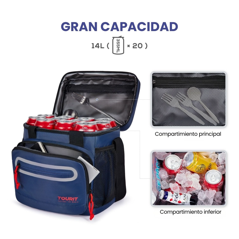 TOURIT LONCHERA TE RMICA WORK 20 LATAS 14L IMPERMEABLE AZUL OSCURO - 6