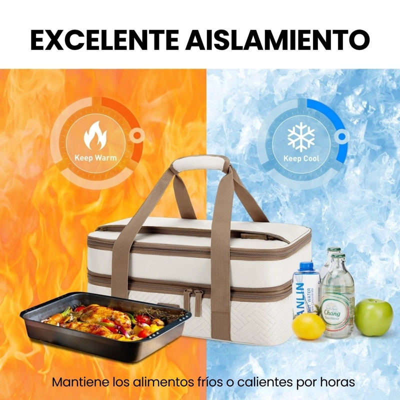 Tourit Bolsa Térmica Doble Comida 23x33cm Impermeable Beige - 6