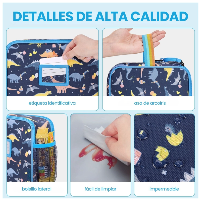 TOURIT LONCHERA TE RMICA KIDS 5.5L INFANTIL IMPERMEABLE AZUL DINOSAURIOS - 9