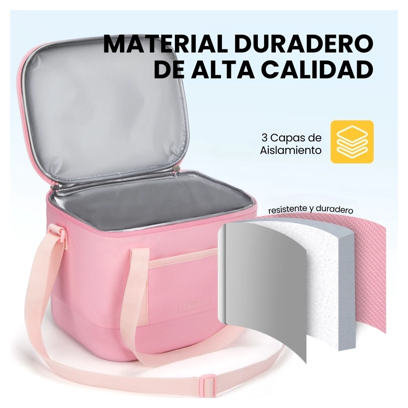 TOURIT BOLSO COOLER TE RMICO DAILY 16 LATAS 12L IMPERMEABLE ROSADO - 5