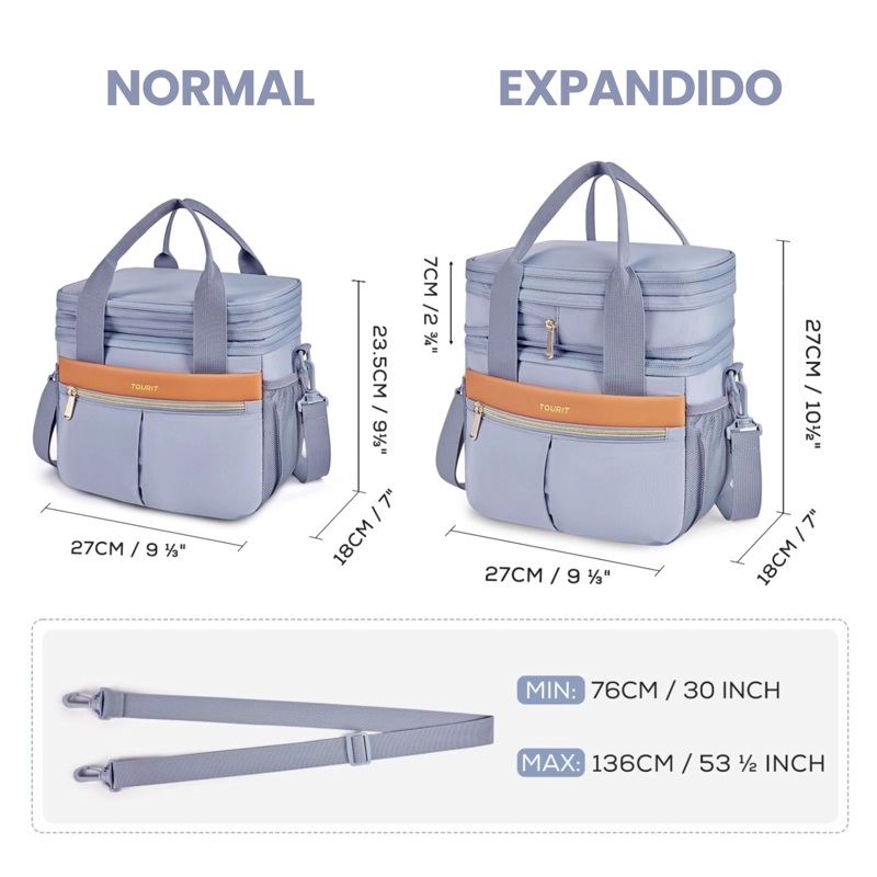 TOURIT LONCHERA TE RMICA DOUBLE DECK 23 LATAS 13L EXPANDIBLE GRIS - 4