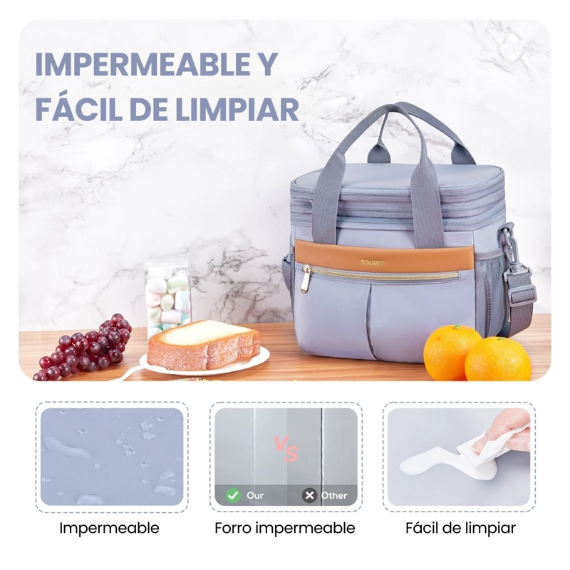 TOURIT LONCHERA TE RMICA DOUBLE DECK 23 LATAS 13L EXPANDIBLE GRIS - 9