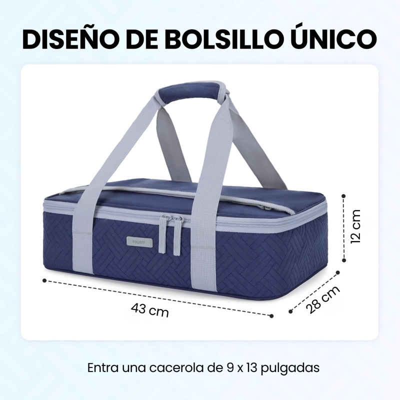 Tourit Bolsa Térmica Comida 23x33cm Impermeable Azul Marino - 3