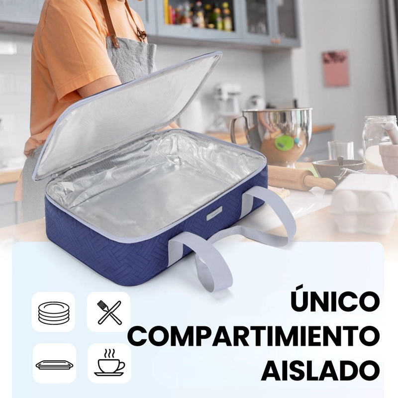 Tourit Bolsa Térmica Comida 23x33cm Impermeable Azul Marino - 5